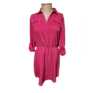 Attention Women's Hot Pink Lightweight Elastic Waist Dress Size Large